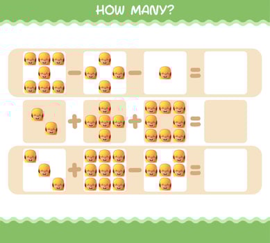 How many cartoon girls. Counting game. Educational game for pre shool years kids and toddlers vector