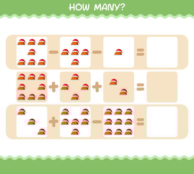 How many cartoon turkey. Counting game. Educational game for pre shool years kids and toddlers vector