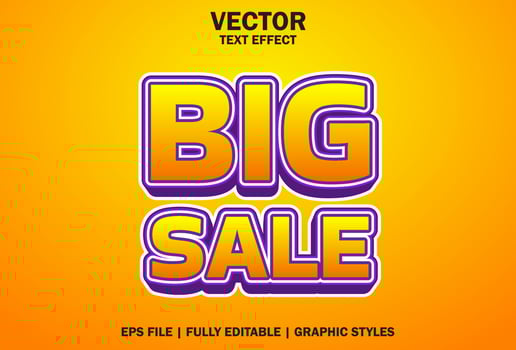big sale text effect with orange color and editable. vector