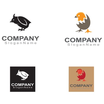 CHICK logo minimalist template monoline color line animal vector creative