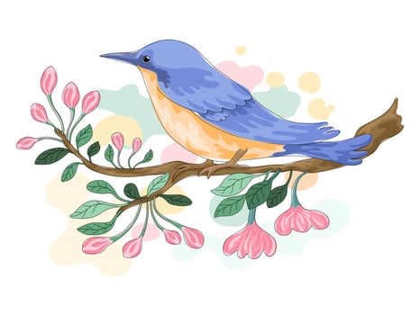 Bird vector illustration designed in doodle style. On a white background for cards, postcards, t shirt designs, fabric patterns, decorations, bags and more.