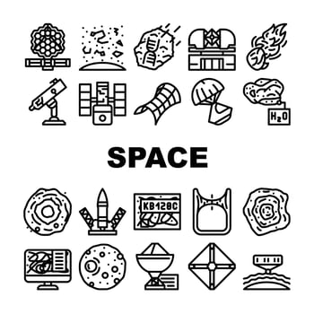 Space Researchment Equipment Icons Set Vector