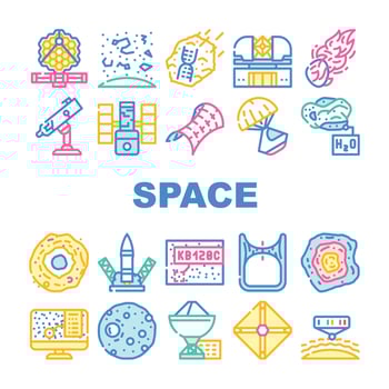 Space Researchment Equipment Icons Set Vector