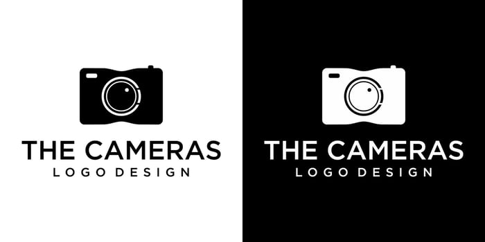 Camera logo design with black and white background. vector