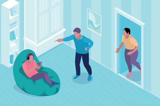 Domestic Quarrel Isometric Composition vector