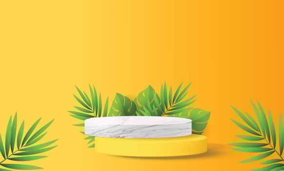 podium summer tropical yellow geometric natural scene marble. vector