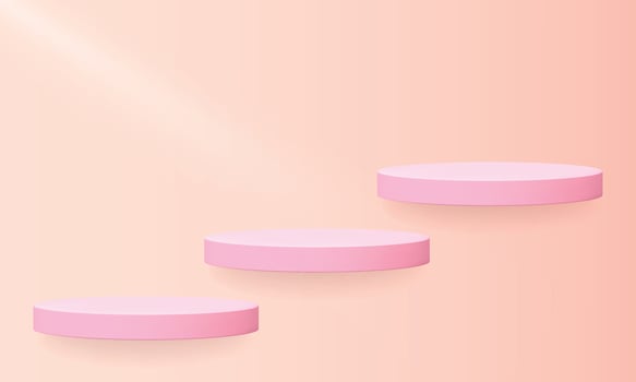 3d geometric podium mockup leaf tropical netural concept for showcase pink blue background Abstract minimal scene product presentation vector