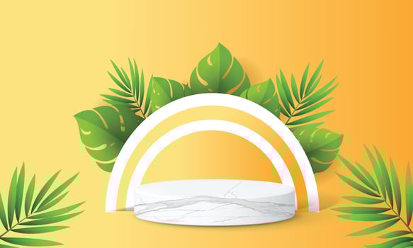podium summer tropical yellow geometric natural scene marble. vector