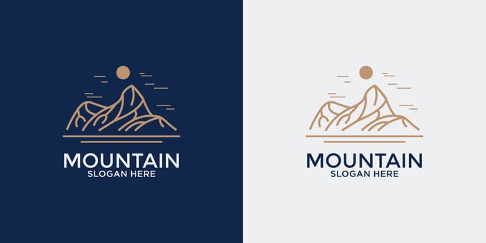 linear style mountain logo set vector