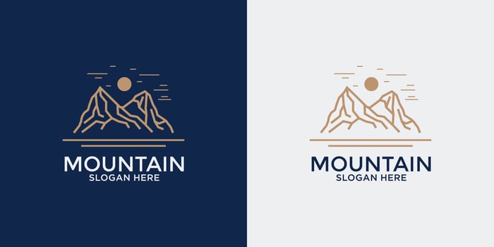 linear style mountain logo set vector