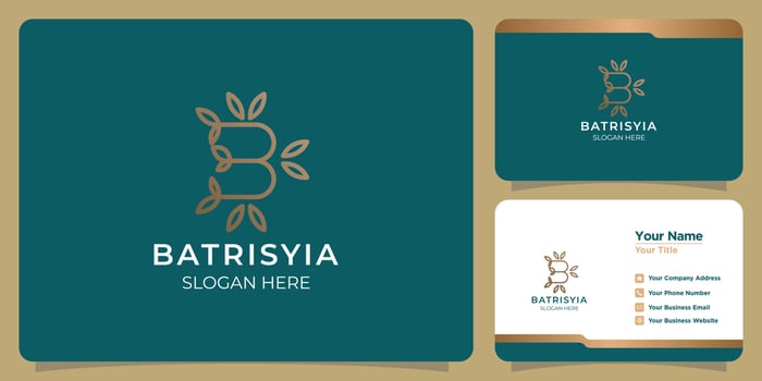 Set of feminine B letter template logos for hand drawn beauty and business cards vector