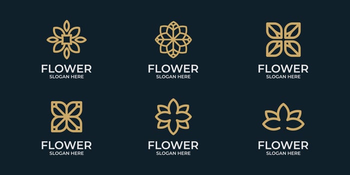 hand drawn collection of feminine and modern floral logo templates vector