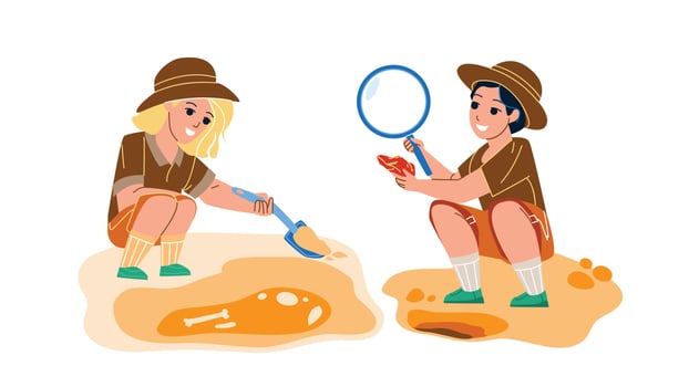 Paleontology Occupation Making Children Vector