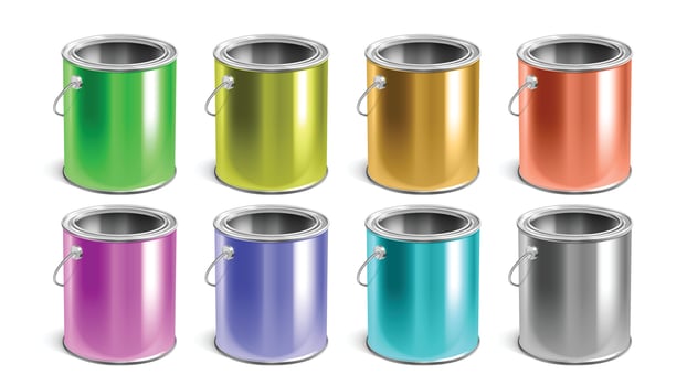 Paint Empty Buckets Multicolor Packages Set Vector