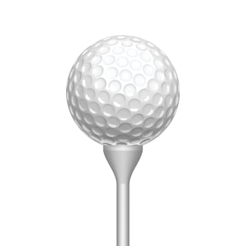 Golf Ball On Tee For Play Game On Field Vector