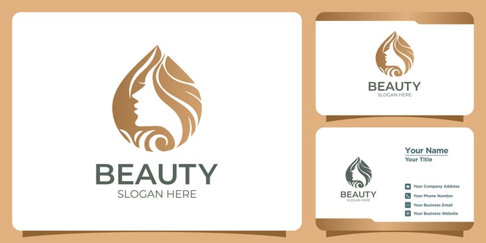 minimalist beauty abstract logo salon and spa silhouette shape concept logo and business card template vector