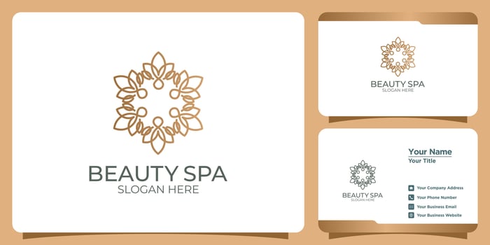 Set of hand drawn modern and feminine beauty template logos and business cards vector
