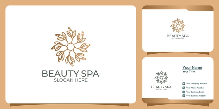 Set of hand drawn modern and feminine beauty template logos and business cards vector