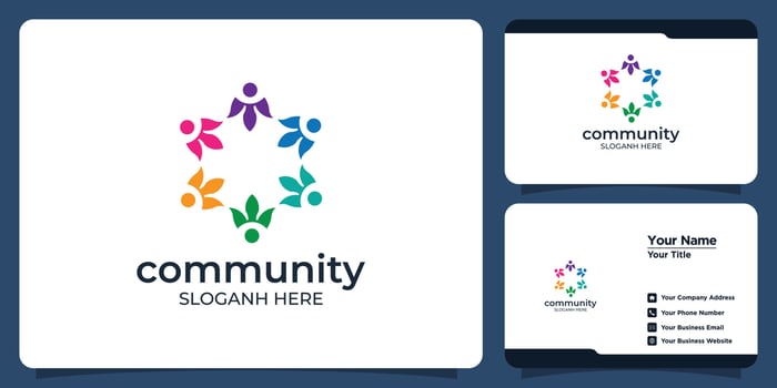Set of Creative colorful social group logos and business cards vector