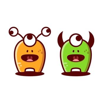 Cute monster logo isolated on white background vector