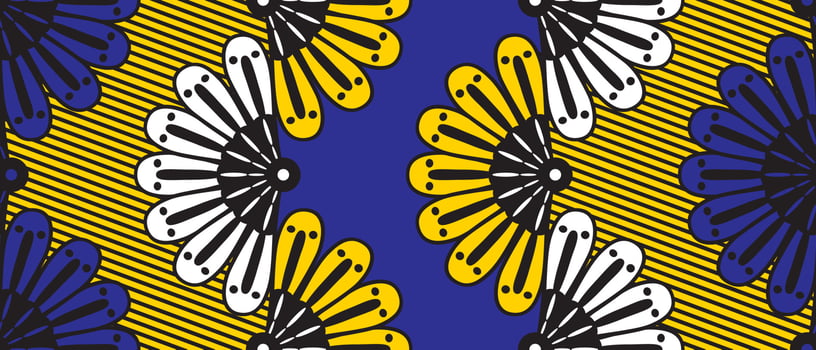 African ethnic traditional yellow and blue pattern. seamless beautiful Kitenge, chitenge style. fashion design in colorful. Geometric abstract motif. Floral Ankara prints, African wax prints. vector