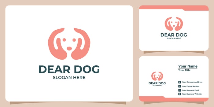 set of minimalist dog logos and business cards vector