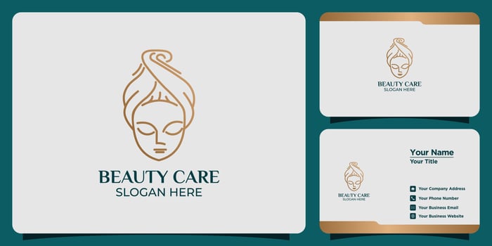minimalist beauty abstract logo salon and spa silhouette shape concept logo and business card template vector