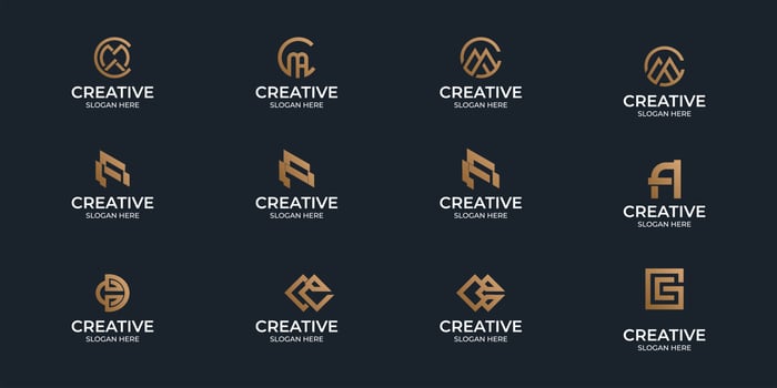 collection of minimalist flat a-z monogram logos vector