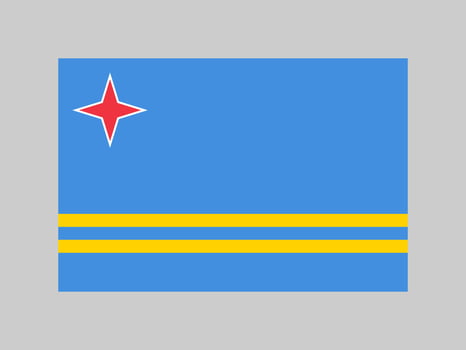 Aruba flag, official colors and proportion. Vector illustration.