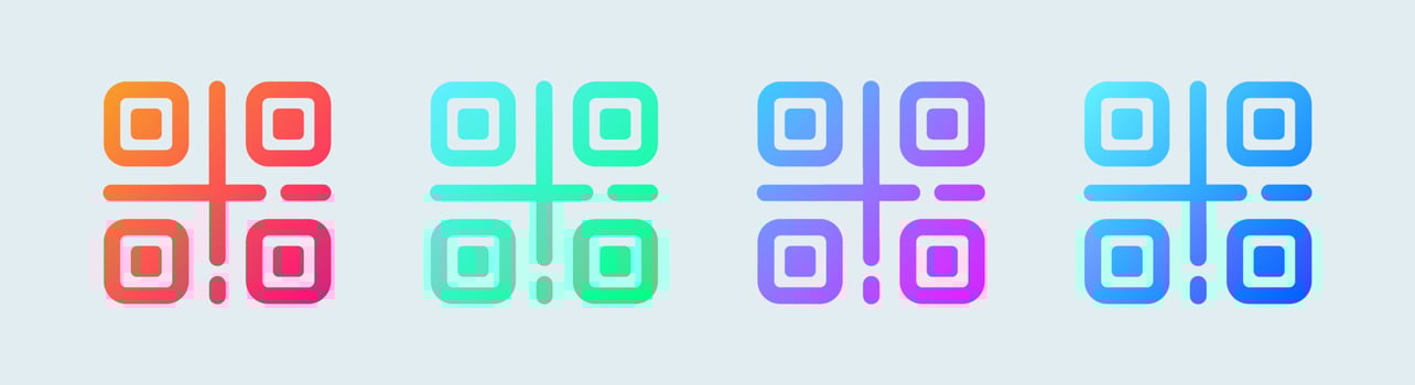 QR code icon set in gradient colors. Scan QR code symbol. vector