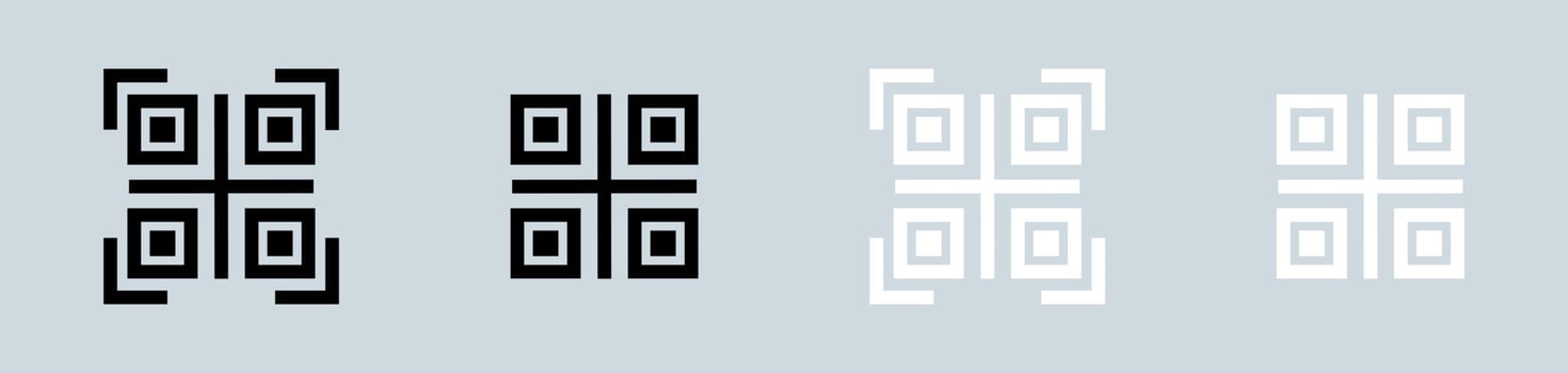 QR code vector icon. Scanning qr code symbol collection in black and white colors.