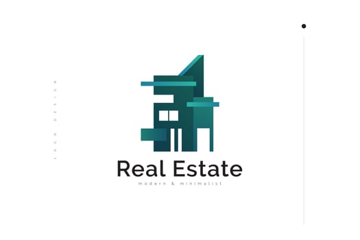 Modern Blue Real Estate Logo Design. Minimalist House Logo Illustration for Architecture and Construction Industry Brand Identity vector