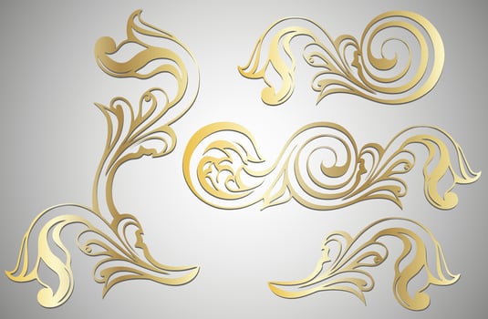 Vector damask vintage baroque scroll ornament swirl. Victorian monogram heraldic shield swirl.Retro floral leaf pattern border foliage antique  acanthus calligraphy engraved tattoo. Tile decor element