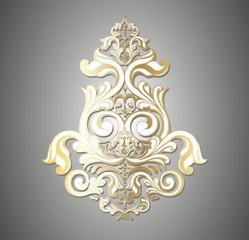 Vector damask vintage baroque scroll ornament swirl. Victorian monogram heraldic shield swirl.Retro floral leaf pattern border foliage antique  acanthus calligraphy engraved tattoo. Tile decor element