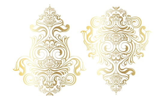 Vector damask vintage baroque scroll ornament swirl. Victorian monogram heraldic shield swirl.Retro floral leaf pattern border foliage antique  acanthus calligraphy engraved tattoo. Tile decor element