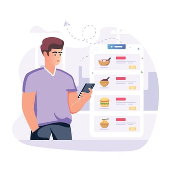 Modern flat vector of online menu