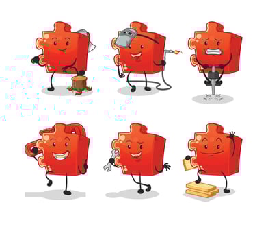puzzle cartoon character. cartoon mascot vector illustration