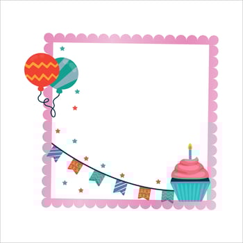 Birthday Elements, Happiness, Happy Birthday Vector Illustration on White Background, Party Frame, Birthday Gifts, Party Elements, Party Banner, Birthday Cap, Balloons, Cakes.