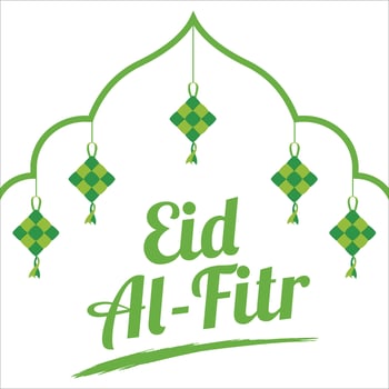 Eid Al-Fitr green text effect on white background, Muslim Festival Eid Al-Fitr beautiful Text effect, Eid Al-Fitr, Green, White, Moon, Muslim Mosque, Kites, Elements. vector