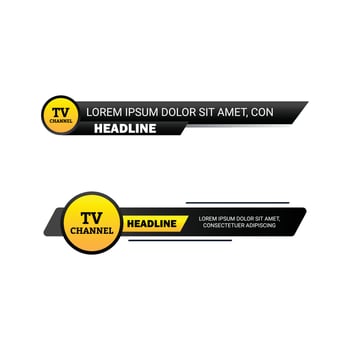 New stylish TV Channel live news headline with metallic black and yellow color shade, Live news headline with font design on black and yellow metallic shade, Lower third headline for TV news. vector