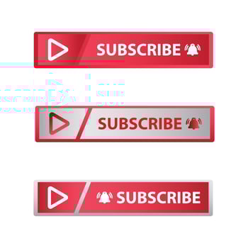 Red and ash subscribe button in flat style rectangle vector illustration. Stylish rectangle metallic subscribe button with red and ash color. White background vector illustration with the bell icon.