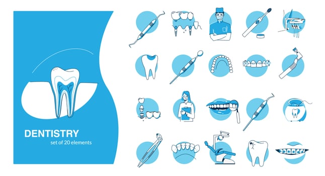 Dentistry Flat Compositions Set vector