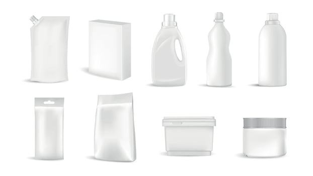 Detergent Packaging Mockup Set vector