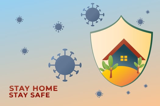 Stay home can protect you from coronavirus spread vector illustration. Fight covid-19 banner.