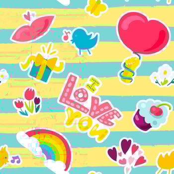 Vector Romantic Love Patch in doodle style