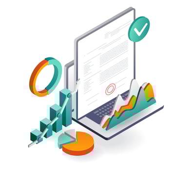 Flat isometric illustration concept. tax sheet data vector