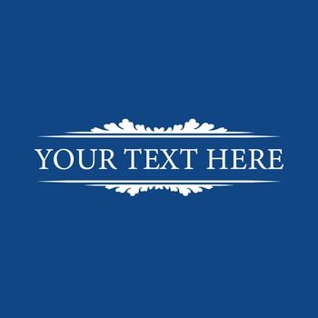 Classic decorative text or title frame isolated on blue color background. Gold floral ornament. Heraldry, heraldic Vector illustration. Design Element.