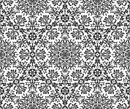 Damask seamless abstract pattern. Vintage rich ornament for textiles, wallpaper, packaging. Floral ornament in oriental style. Black and white. vector