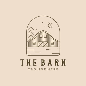 barn farmhouse badge logo line art vector illustration design