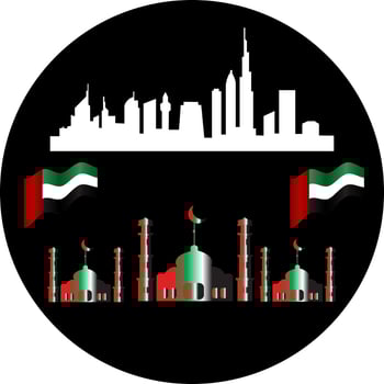 City skyline in background mosque united arab emirates.Fit for background flag day. vector